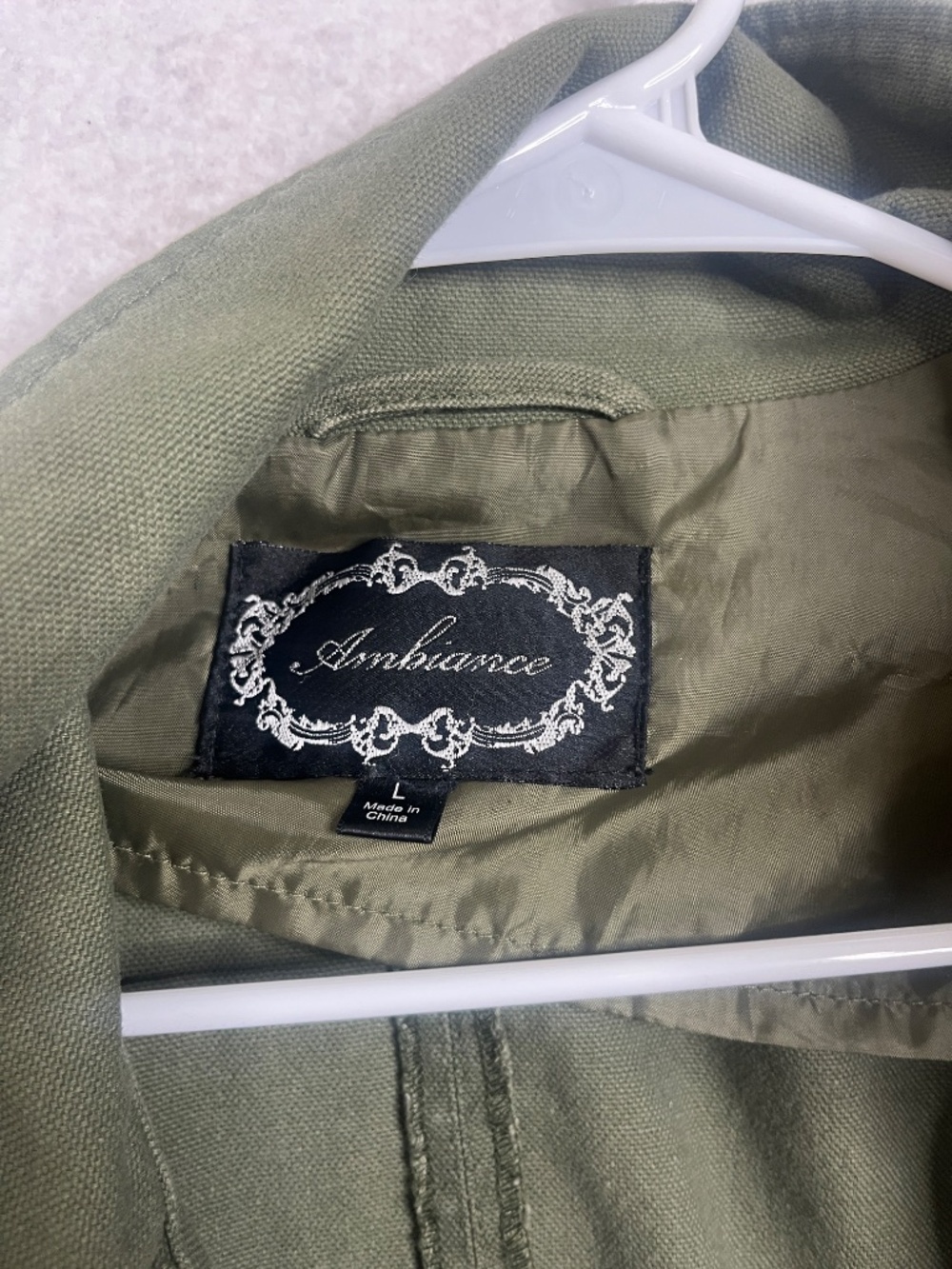 Ambiance Olive Green Utility Jacket Lightweight Military Style Size L - Picture 3 of 3